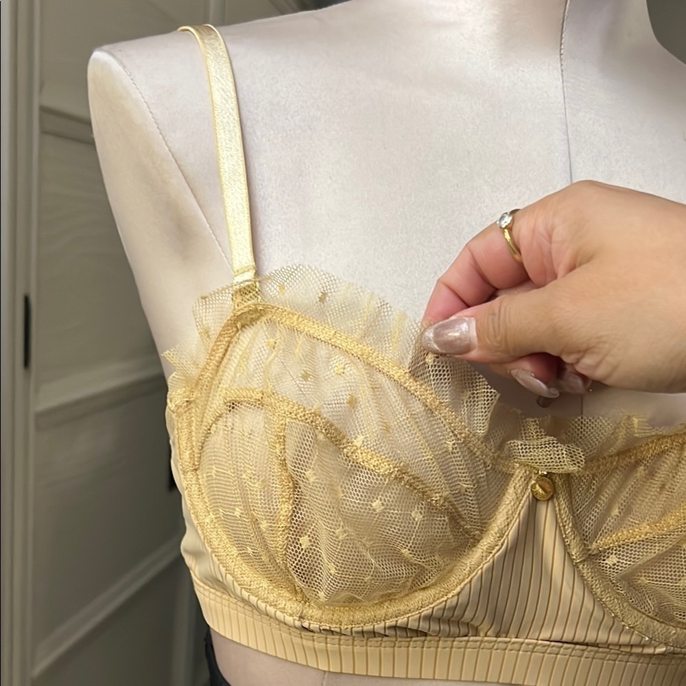 Gooseberry Intimate Elegant Nude Sheer Lace Lingerie Bra Sz M - Picture 7 of 10